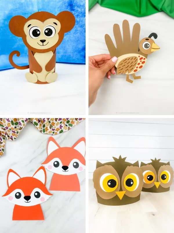 animal crafts for kids collage