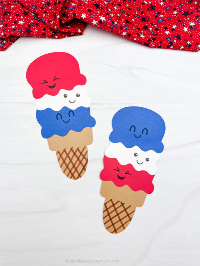 Fourth of July Ice Cream Craft For Kids [Free Template] Story