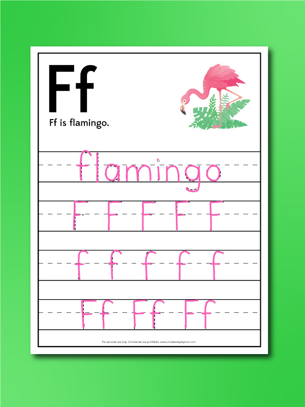 flamingo worksheets letter trace