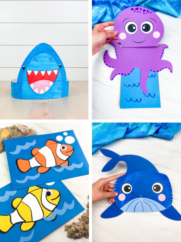 ocean crafts for kids collage