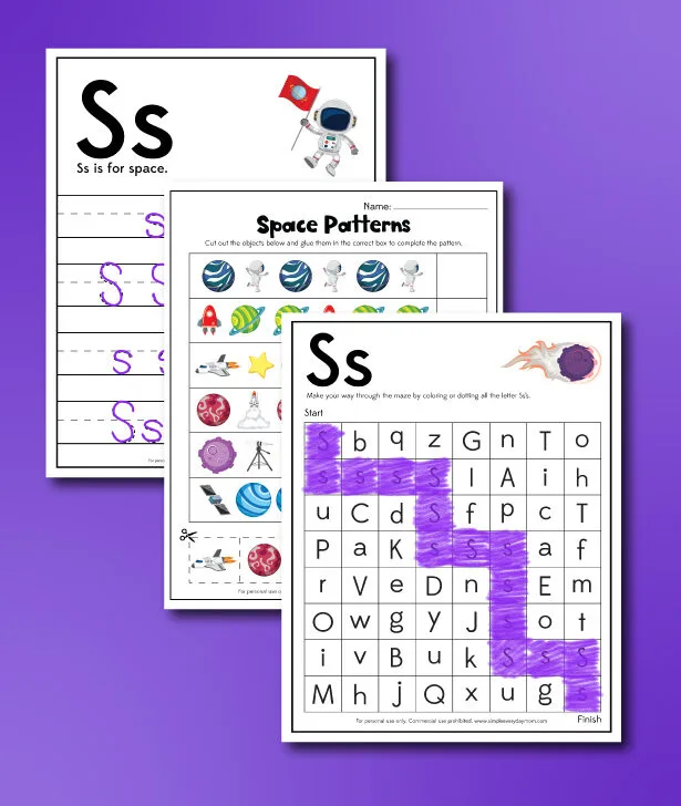 space worksheets collage