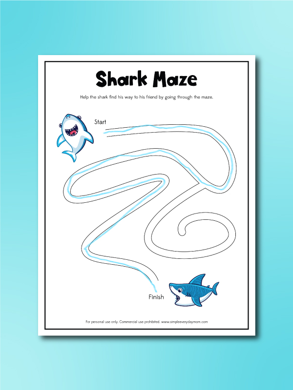 shark activity pages shark maze