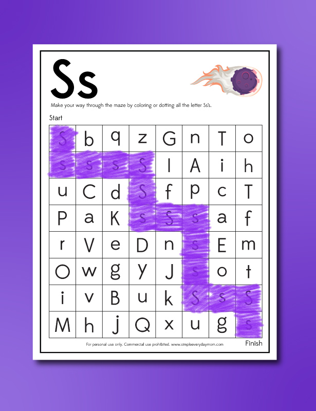 space worksheets letter maze