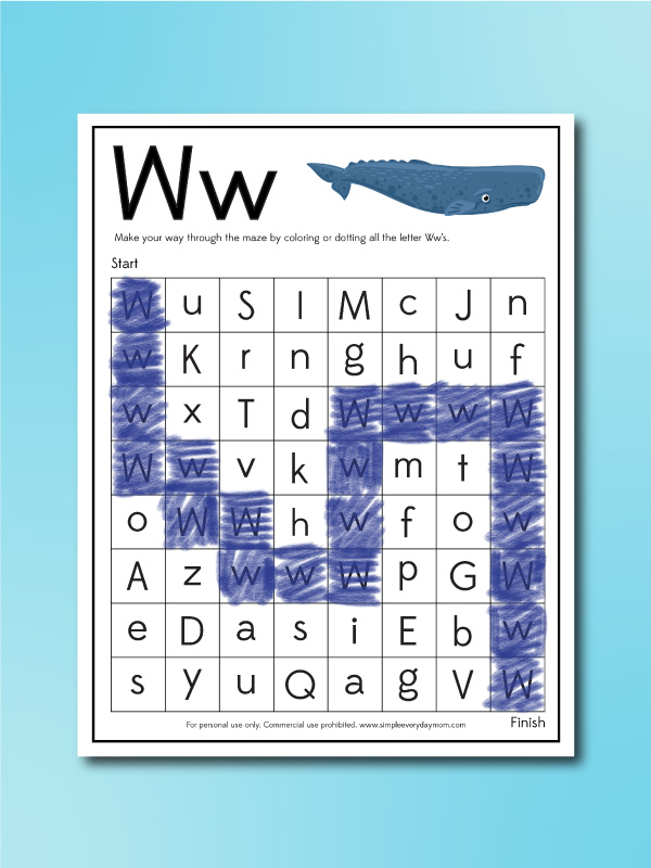 whale worksheets letter maze
