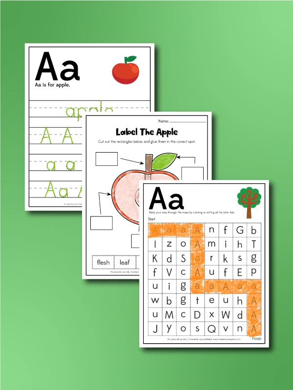 apple worksheets collage