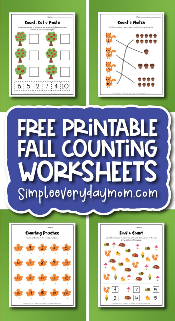 Fall counting worksheets cover image