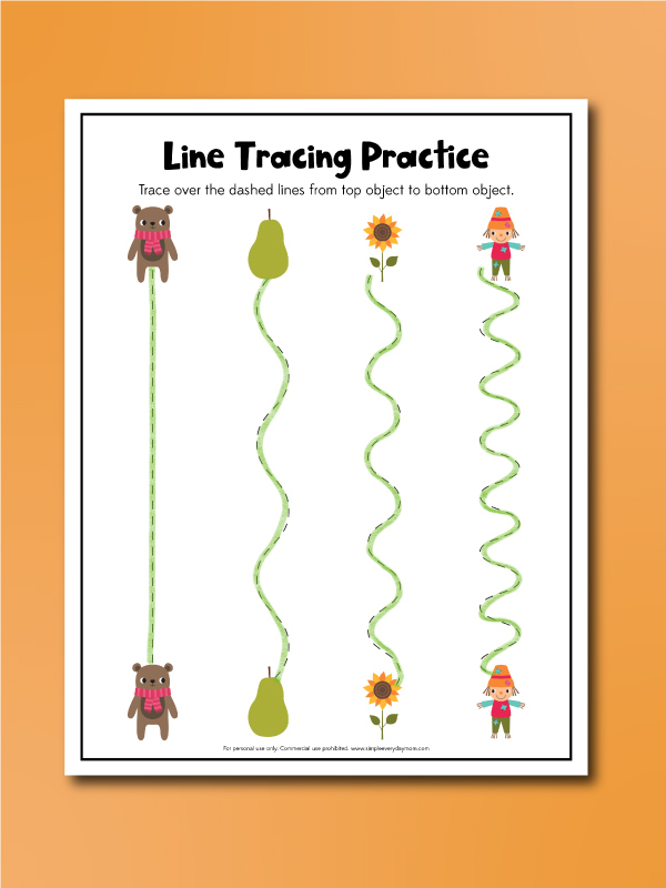 fall tracing worksheets line trace