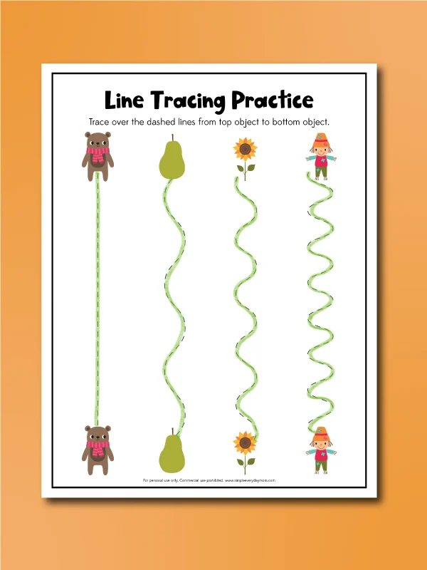 fall tracing worksheets line trace