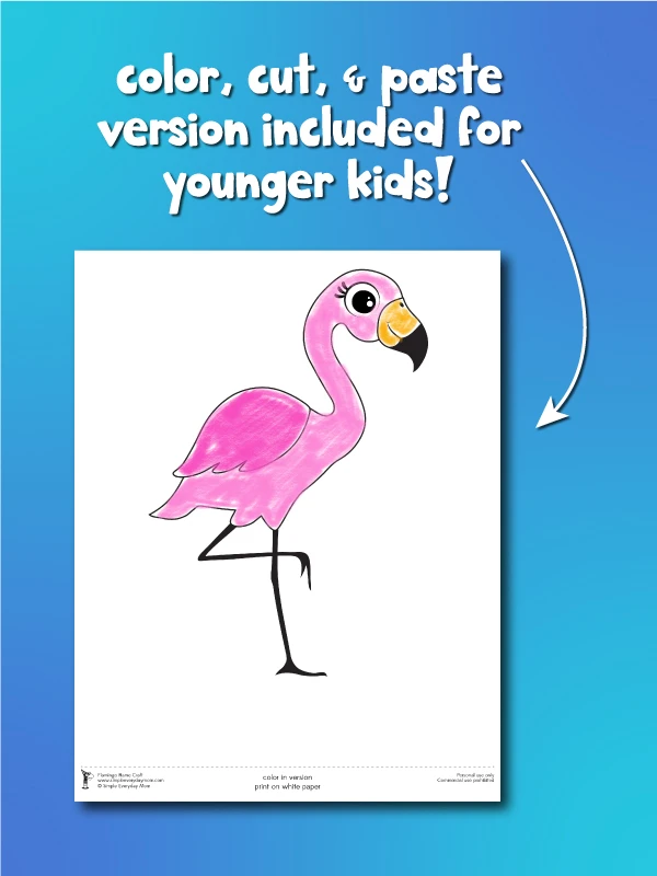 color cut and paste version flamingo name craft