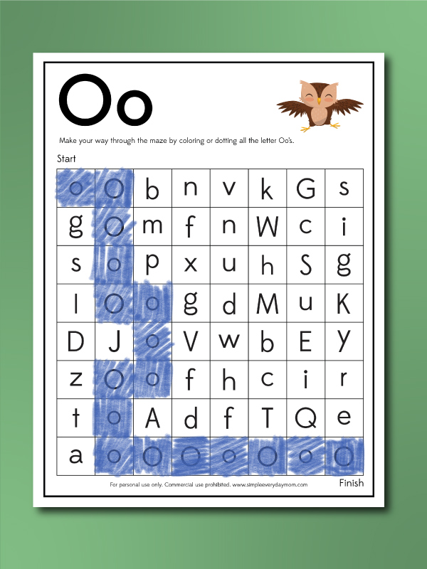 owl worksheets letter maze