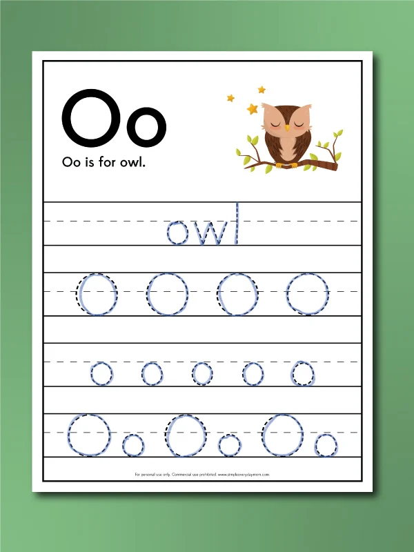 owl worksheets letter trace