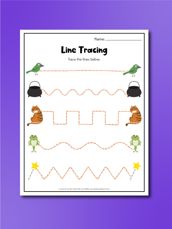 Room on the room worksheet line tracing