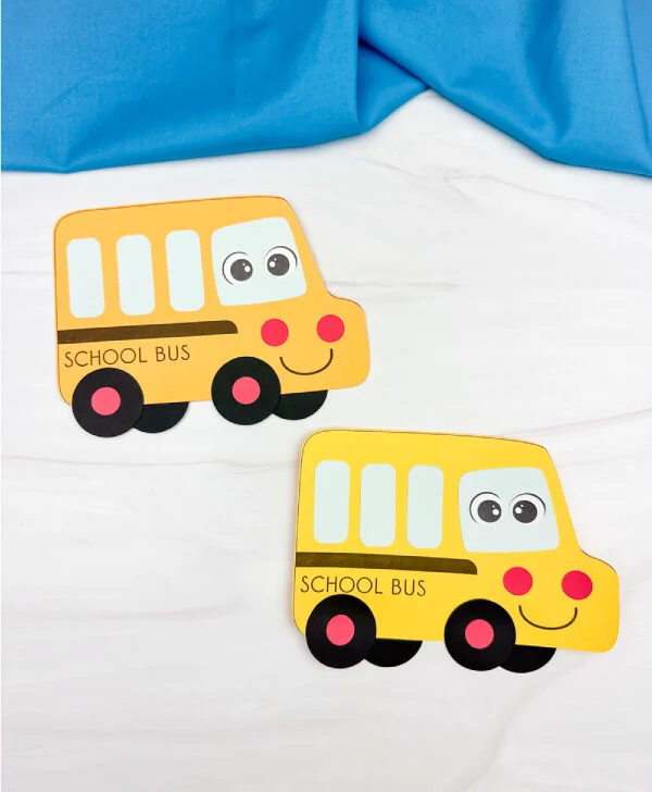 two side by side examples of back to school bus craft