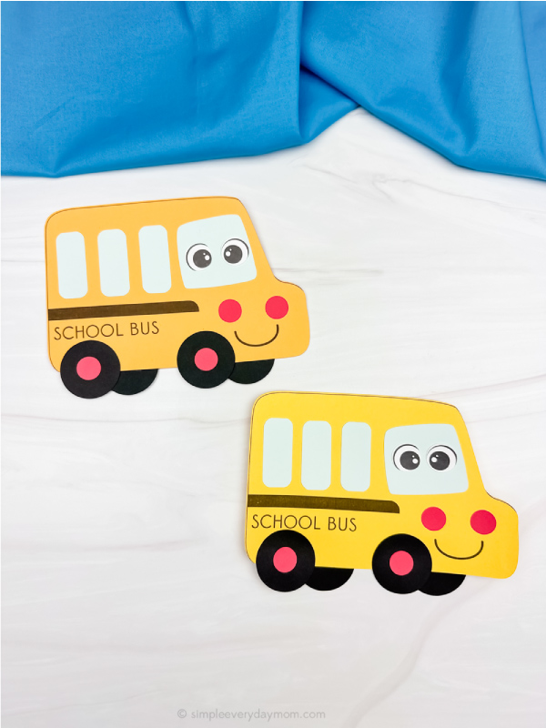 two side by side examples of back to school bus craft