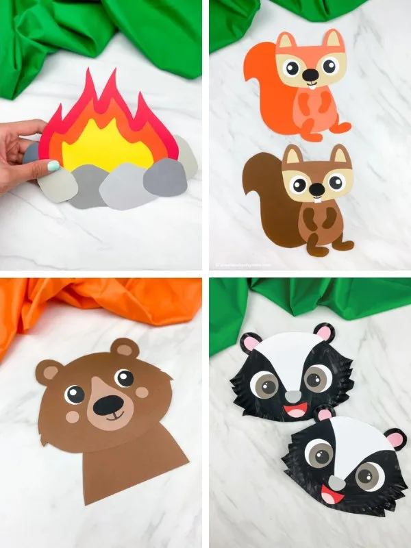 camping crafts for kids collage