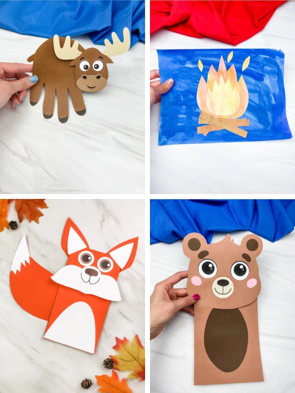Camping crafts for kids collage