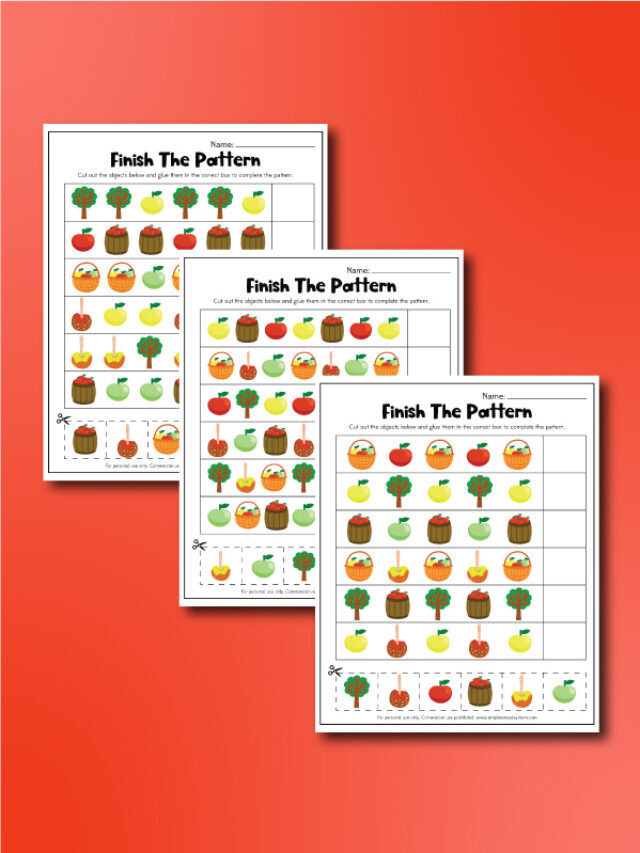 Free Printable Apple Pattern Worksheets For Kids Story