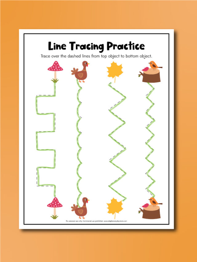 fall tracing worksheets line tracing practice