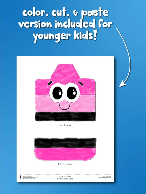 color cut and paste version of crayon name craft