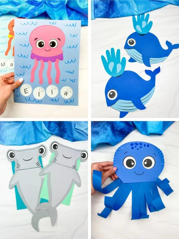 Ocean crafts for kids collage