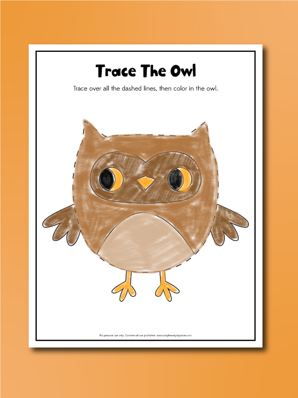 fall tracing worksheets trace the owl