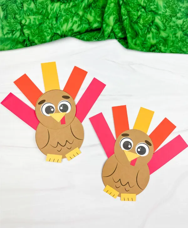 two side by side examples of shape turkey craft