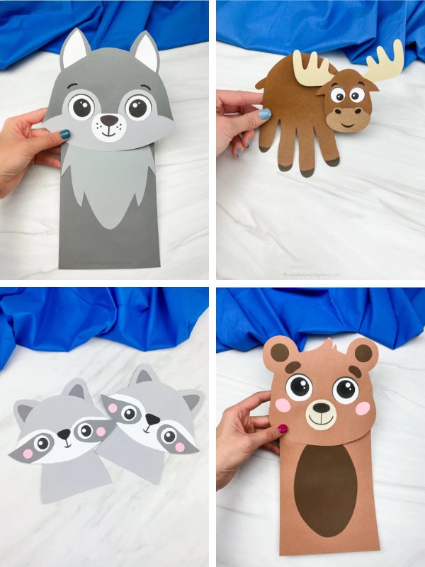 Woodland animal crafts idea collage