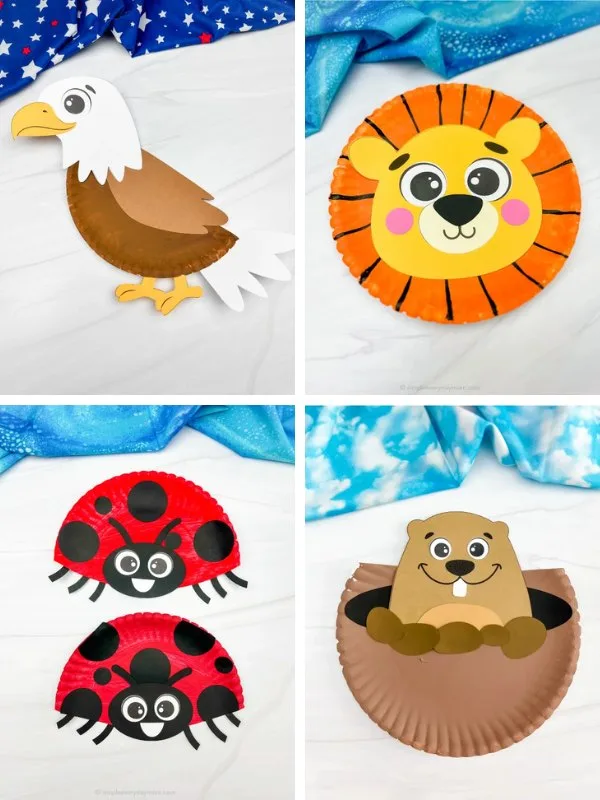 animal paper plate craft collage