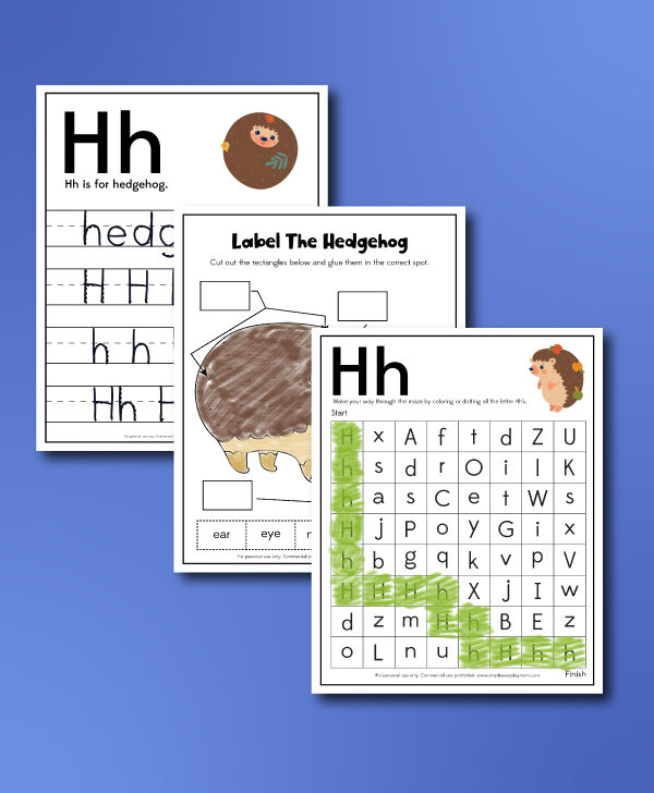 hedgehog worksheets image collage