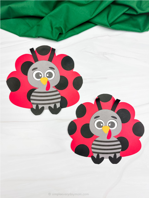 two examples of ladybug turkey disguise craft