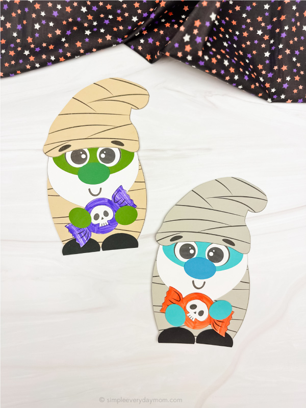 two examples of mummy gnome craft finished