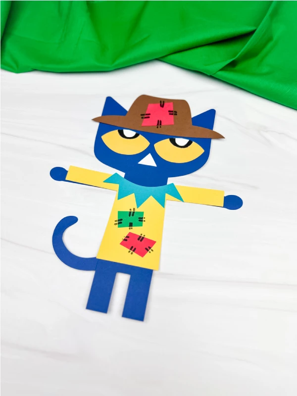 single example of Pete the cat scarecrow craft