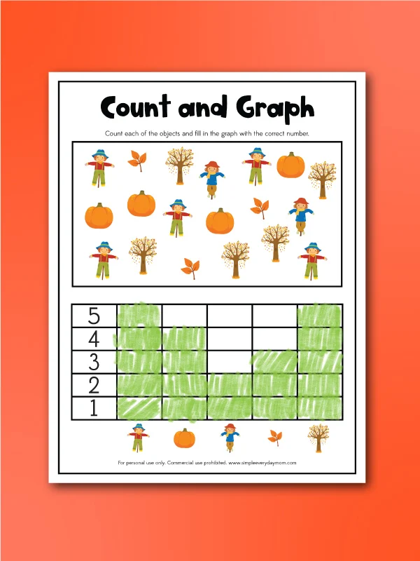 Scarecrow activity sheet count and graph