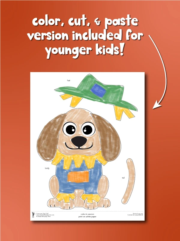 color cut and paste scarecrow dog craft