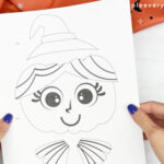 printed template of witch pumpkin craft