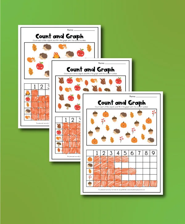 Fall graphing worksheets for kids collage