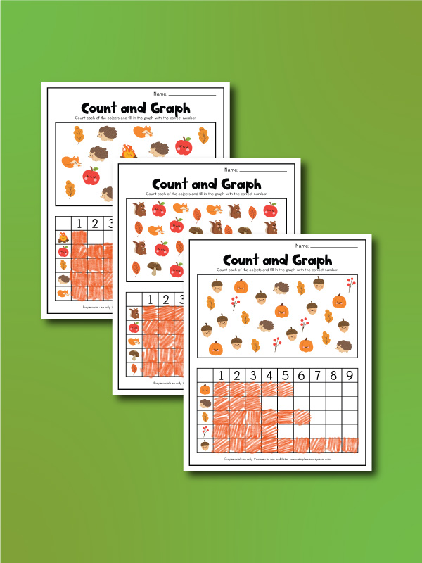 Fall graphing worksheets for kids collage