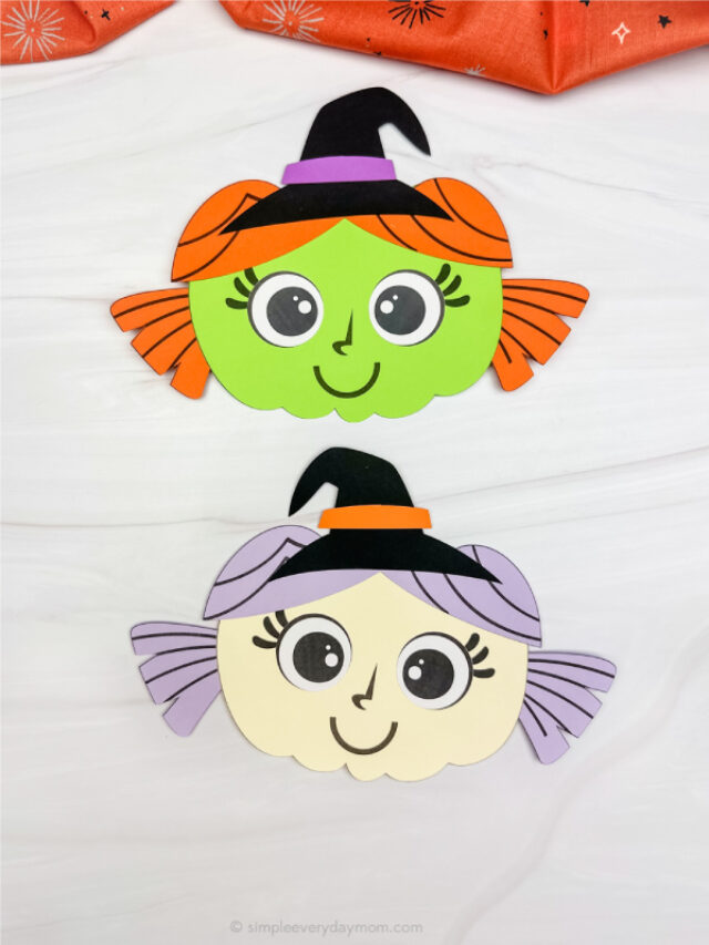 two examples of finished witch pumpkin craft