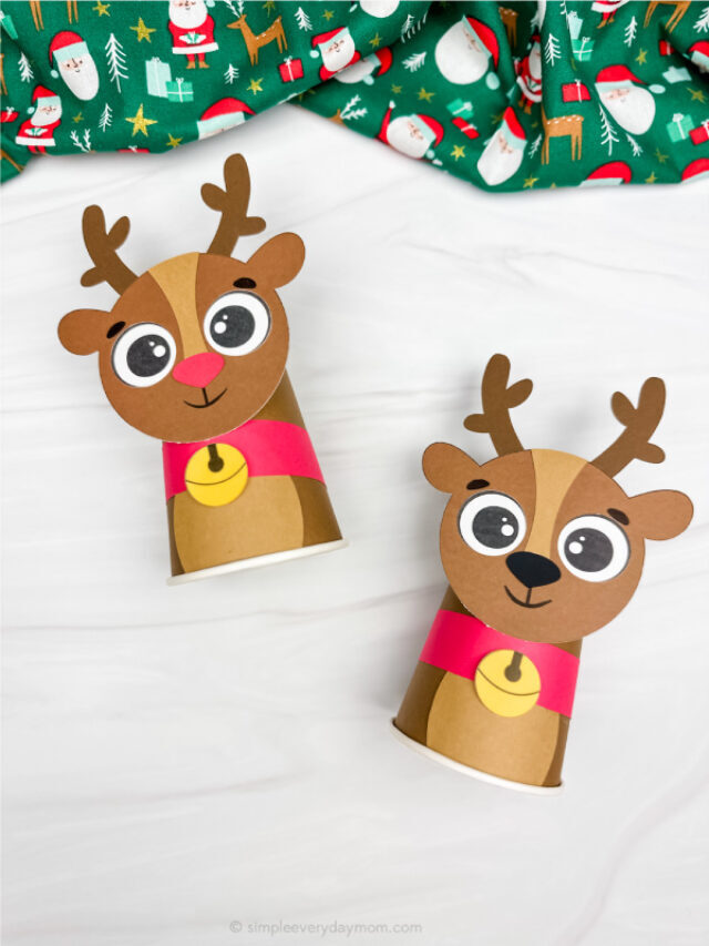 Reindeer Paper Cup Craft For Kids [Free Template] Story