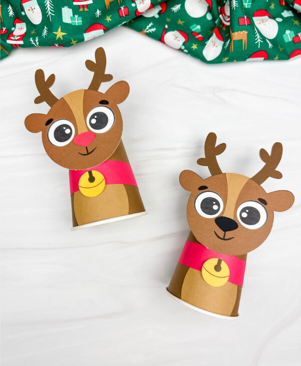 feature image of two reindeer paper cup craft