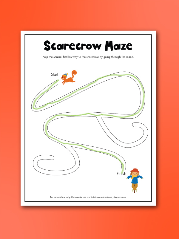 Scarecrow activity sheet maze