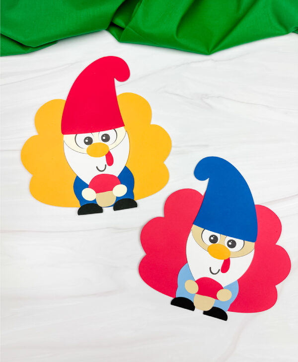 two examples of finished gnome turkey disguise craft