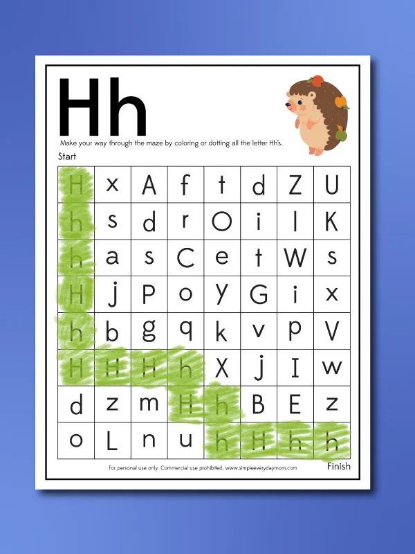 hedgehog worksheets letter maze