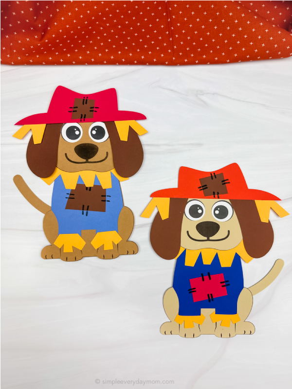 two examples of scarecrow dog craft