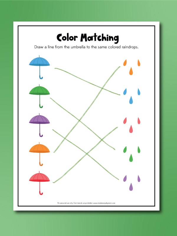 fall matching worksheets color matching