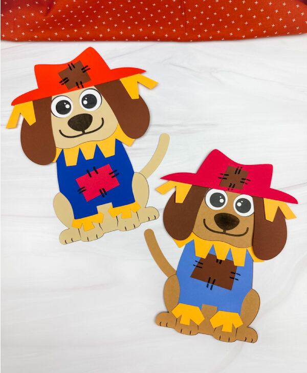 side by side examples of scarecrow dog craft