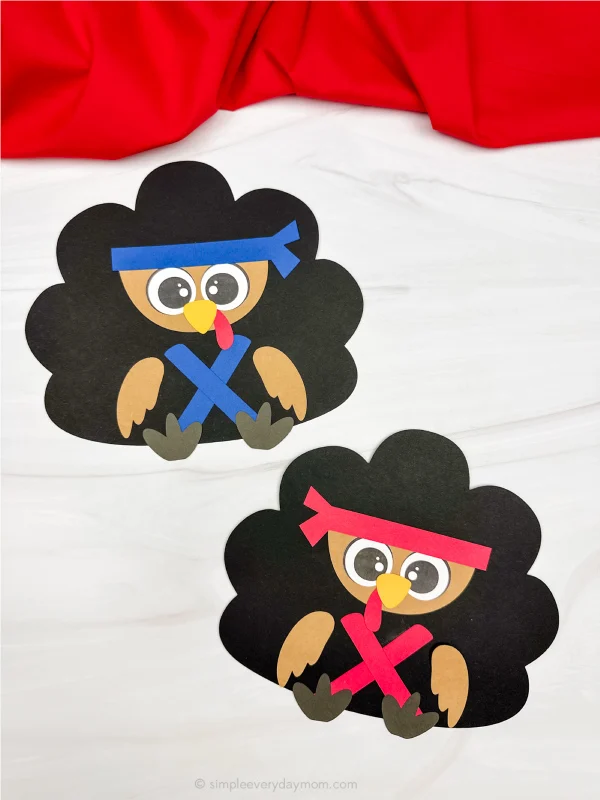 two side by side examples of turkey ninja craft