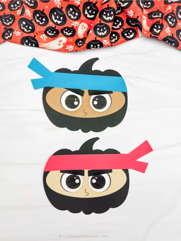 two examples of finished ninja pumpkin