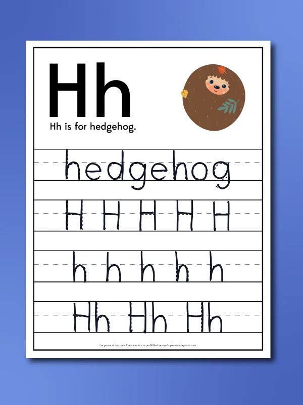 hedgehog worksheets letter h