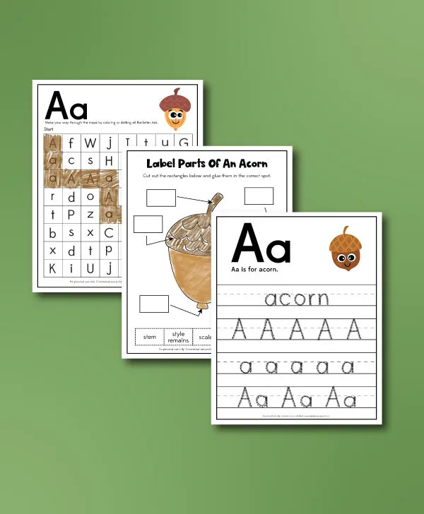 acorn worksheets combination image